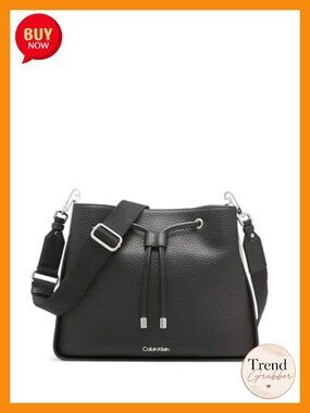 Calvin Klein Fay Drawstring Hobo Handbag Vegan Leather Shoulder Bag